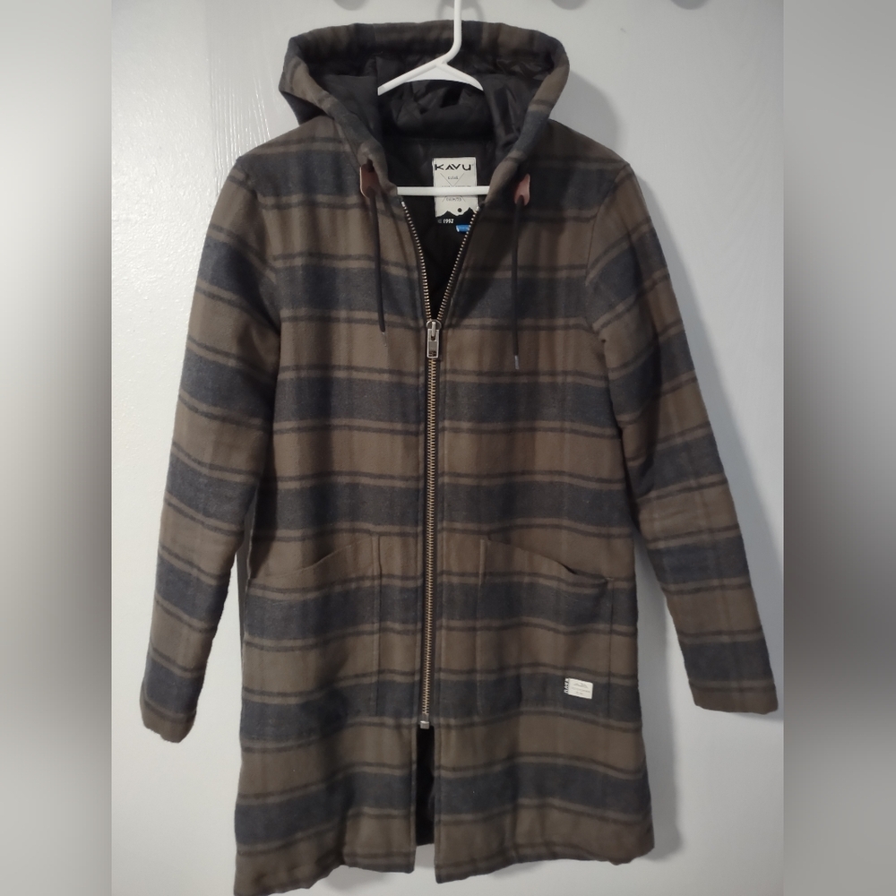 KAVU Deer Haven Plaid Quilted Parka Chore Jacket - Mallard Womens Small HTF